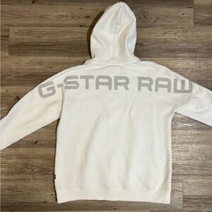 G Star Raw White Sweat Hoodie Graphic Back Men’s
